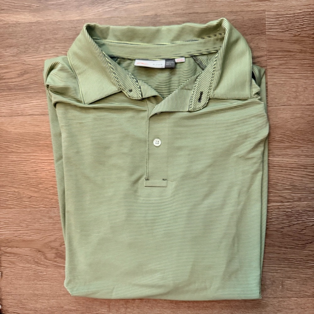 KJUS Men's Light Green Micro-Stripe Polo Shirt